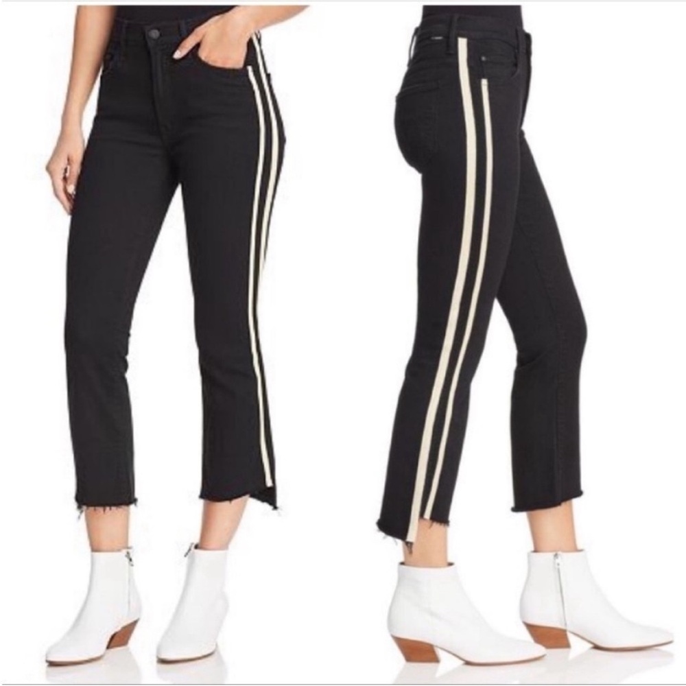 MOTHER Insider Crop Step Fray Jeans Guilty Racer
Stripe black white Size 26